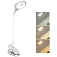 Los mejores  - 3W Lámpara de Lectura Recargable para Libro Cama con Pinza- 3 Modos de Luz y 3 Brillo Ajustable- Lámpara Flexo Táctil…